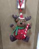 PLAID REINDEER CANDY CANE ORNAMENT