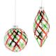 ORNAMENT GREEN & RED STRIPED GLASS